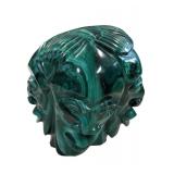 Hand-Carved Malachite 4-Face Bust