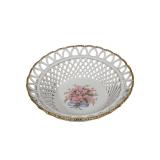 Vintage ROMANIA BASKET WEAVE Bowl Hand Painted