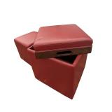 Pair of Red Faux Leather Cube Storage Ottomans (F)