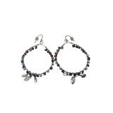 Boho Beaded Hoop Earrings with Charms (J)