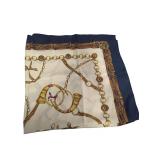 Vintage Equestrian-Print Satin Scarf (A)