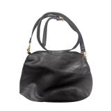 Black Pebbled Faux Leather Shoulder Bag (U)