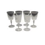 Six Cut Glass Wine Glasses