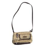 Woven Straw & Faux Leather Crossbody Bag (U)