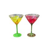Hand-Painted UV Floral Martini Glasses  (K)
