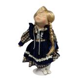 Porcelain Doll Blue Velvet Dress Stand (U)