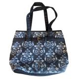 Black & Grey Tote Bag with Faux Leather Trim (C)
