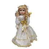 Porcelain Angel Doll White Gold Dress (U)