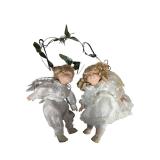 Porcelain Hanging Angel Doll Duo - Boy & Girl (U)