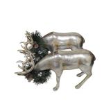 Pair of Small Silver Reindeer Figurines (A)