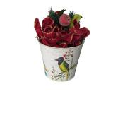 Festive Holiday Floral Arrangement Tin Bucket (A)