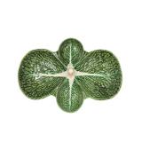 Vintage Portuguese Majolica Green Leaf Dish (K)