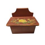 Vintage Hand-Painted Wooden Wall Salt Box (U)