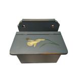 Vintage Hand-Painted Wooden Wall Salt Box (U)