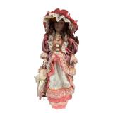Porcelain Victorian Doll Pink Taffeta+Lace Gown(U)