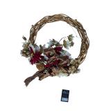 Holiday Grapevine Wreath with Lights & Florals (A)