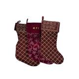 Set of 3 Burgundy Velvet Christmas Stockings