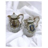 Antique Floral Embossed Milk Glass Salt and Pepper