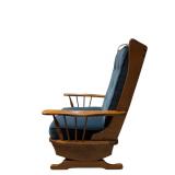 Wooden Glider Rocking Chair with Blue Cushions (F)
