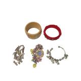 Lot of 5 Fashion Bracelets & Watch (J)