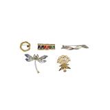 Lot of 5 Vintage Costume Brooches (J)