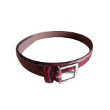 Burgundy Croc-Embossed Genuine Leather Belt (C)
