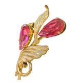 Vintage Pink Rhinestone Brooch & Ear Clips