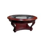 Oval Glass Top Coffee Table w/ Wood Base (F)