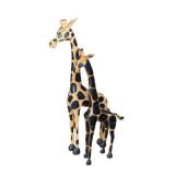 Pair of 2 Wooden Giraffe Sculptures