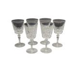 Six Cut Glass Wine Glasses
