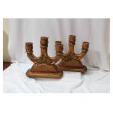 A Pair of Wood Candlesticks
