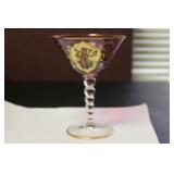 Hand Painted Cranberry Champagne Glass