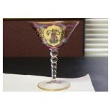 Hand Painted Cranberry Champagne Glass