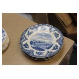 Set of 4 Johnson Brothers Village Scene Plates