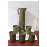 Set of 6 Mission Style Arts and Crafts Copper Set