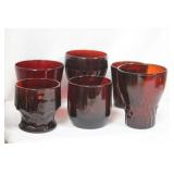 Lot of 6 Ruby Red Glass Cups