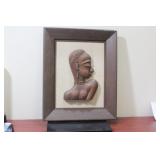 A Framed 3 Dimensional African Wooden Bust