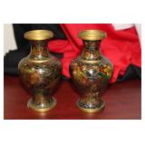 A Pair Of Chinese Cloisonne Small Vases