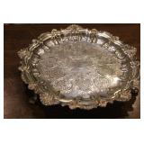 Ornate Silverplate 3-Legged Plate