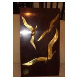 Birds Flying Brass on Wood