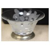 Sterling Rim Etched Bowl