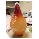 Signed Flux Glass Design Art Glass Vase