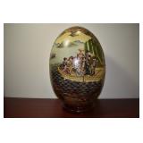 A Large, Satsuma Style Porcelain Egg on Stand