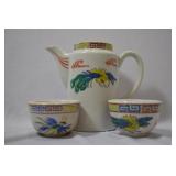 Antique Chinese Teapot and Two Cups