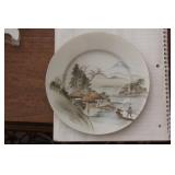 Antique Kutani Porcelain Plate of Mount Fuji