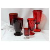 Lot of 5 Ruby Red Glass Articles