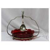 A Ruby Red Glass Sugar Container