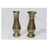 Lot of Two Small Brass Vases