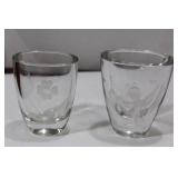 A Lot of Two Small Etched Glass Vases