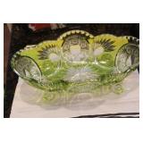 Green Cut Glass Fruit Bowl